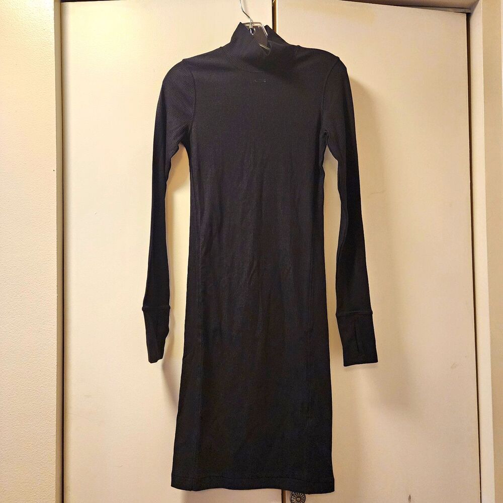 G-Star RAW Slim Ribbed Mock Neck Long Sleeve Bodycon Dress Black Womens S NWT